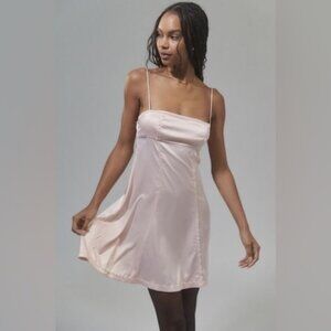 Urban Outfitters | Anabella Satin Mini Dress New Medium Ballerina Soft Baby Pink